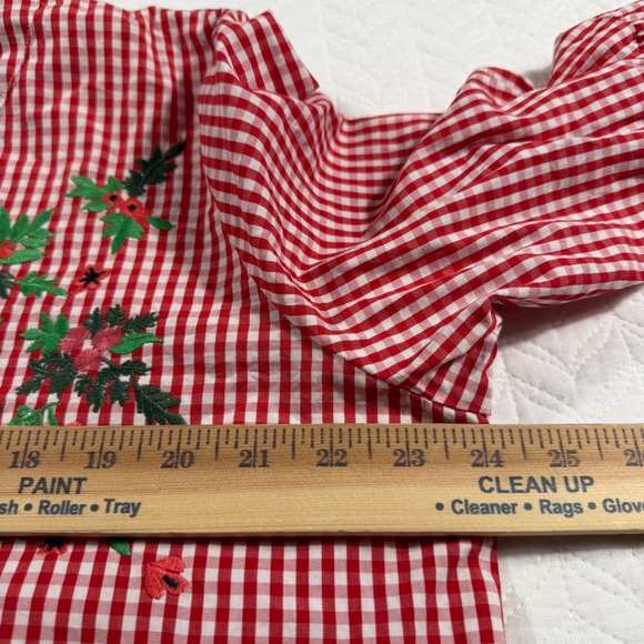 Marc New York Andrew Marc Red Gingham Embroidered Bell Sleeve Top Womens‎ XL - Picture 7 of 10